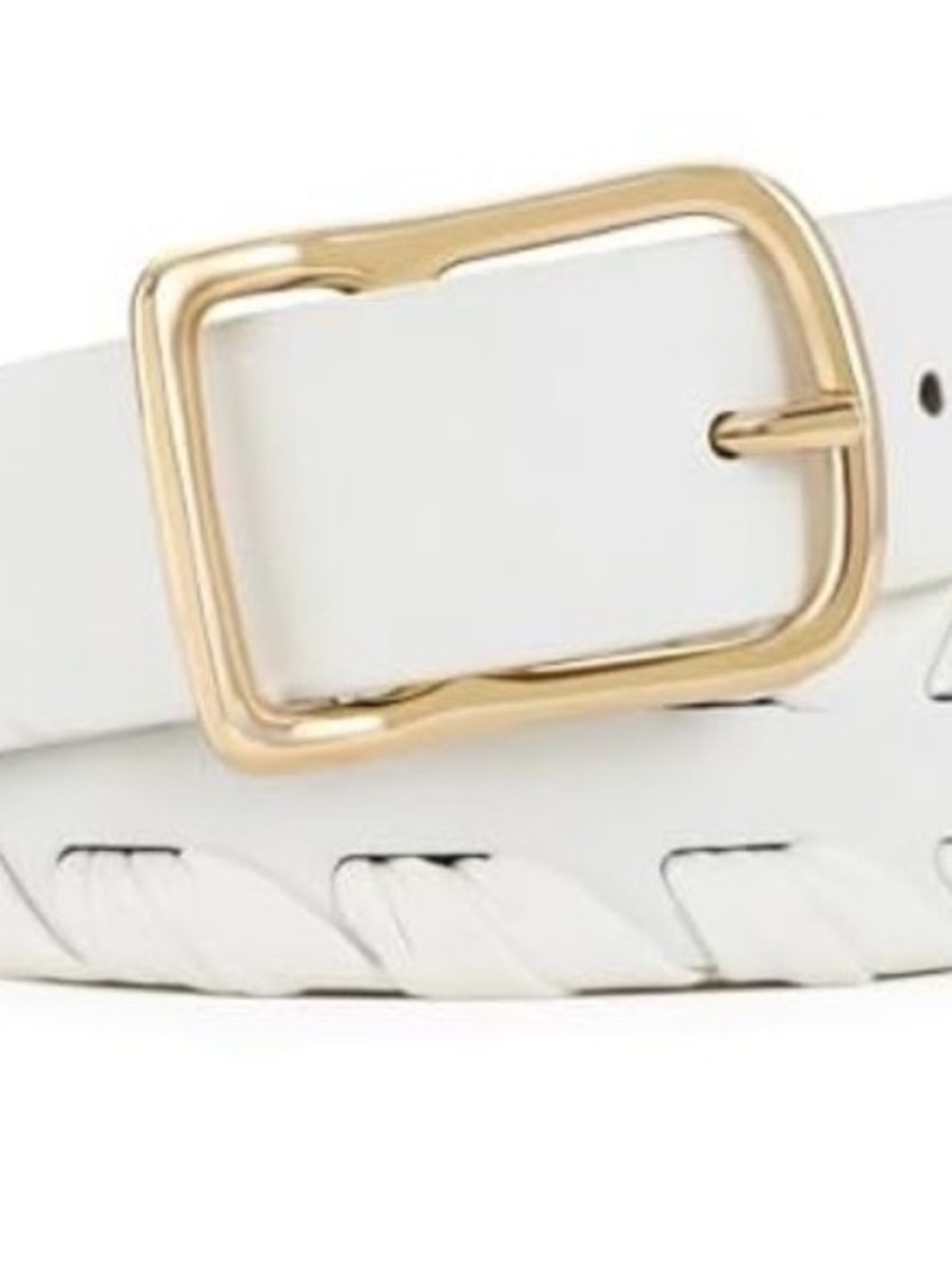 Risantry women white knot Belt with Gold Buckle